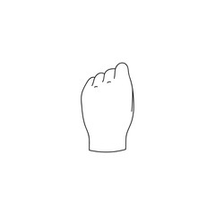 Fist isolated on white background. Line art. Vector illustration.