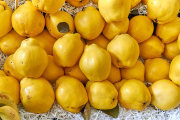 Fresh and organic quince in the local market