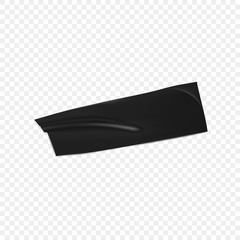 Black duct tape. Realistic black adhesive tape piece for fixing isolated on transparent background. Realistic 3d vector illustration