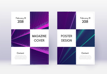 Business cover design template set. Neon abstract 