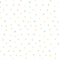 Fotobehang Scandinavische stijl Hand getekende naadloze geometrische vector patroon. Pastelkleurige stippen op een witte achtergrond. Scandinavische stijl plat ontwerp. Concept Pasen, lente kinder textiel print, behang, inpakpapier, verpakking
