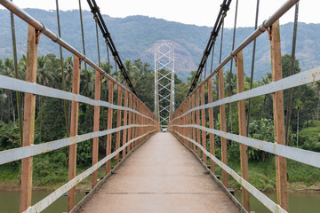 Landscape view of the Inchathotty Suspension Bridge, Kerala, India