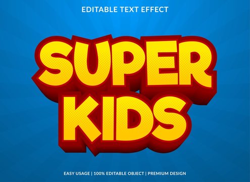 TEXT EFFECT super kids text effect template with 3d style and bold font concept use for brand label and logotype sticker