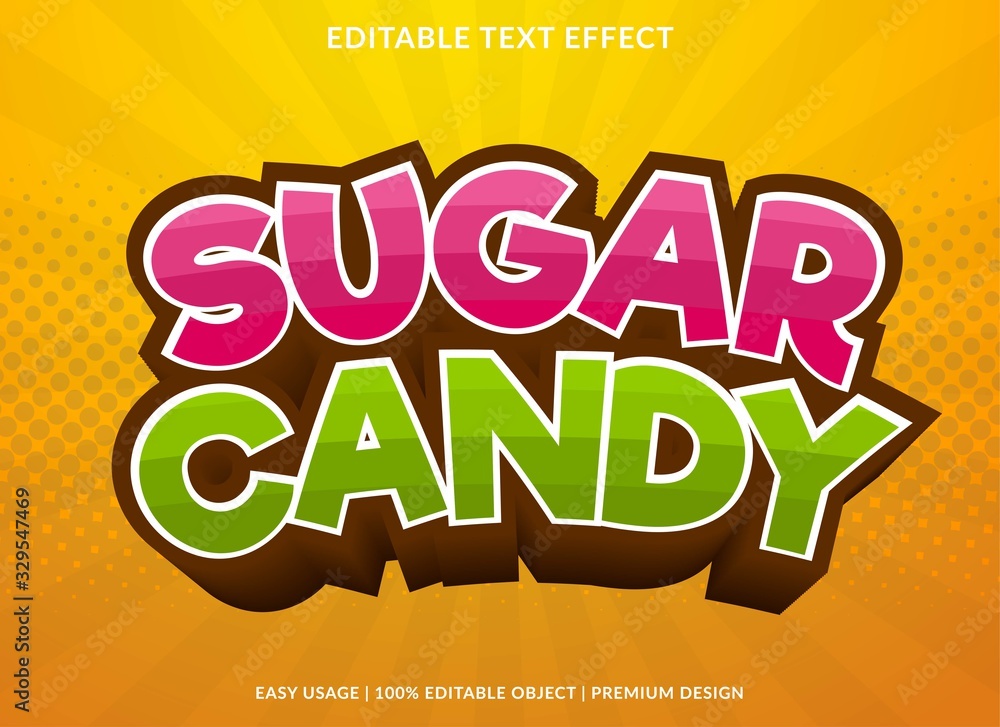 Fototapete sugar candy text effect template with 3d style and bold font concept use for brand label and logotyp