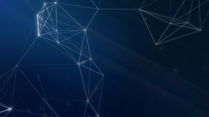 Abstract plexus illustration wallpaper background with copy space transformation dots line with futuristic innovation technology digital business network decentralize connection galaxy science concept