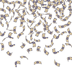 Chinese yuan notes falling. Sparse CNY bills on wh