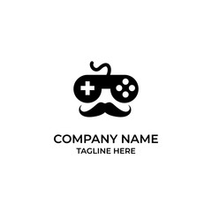 Logo game controller with a mustache © adidesigner23