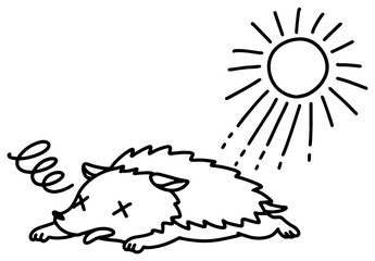 熱中症のハリネズミのイラスト