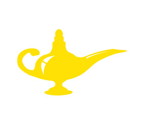 Magic lamp on a white background. Symbol. Cartoon. Vector illustration.