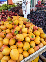fresh fruits and vegetables at the market