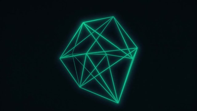 Abstract Low Polygons Shape Seamless Loop/ 4k animation of an abstract retro low poly shape with retro glowing effect