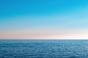 Ocean sea horizon sky wallpaper. Sea landscape background. Kupari, Dubrovnik, Croatia