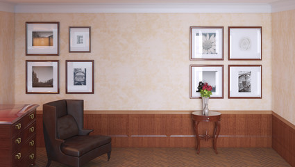 interior room for furniture, doors, decor elements