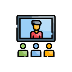 Online Conference Filled Outline Icon vector illustration 