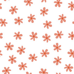 Seamless pattern on a white background. Small pink flowers.