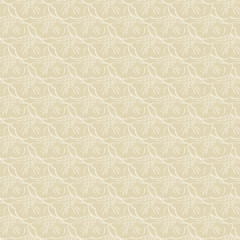 Vector Abstract Overlapping Beige Flowers on Beige Background Seamless Repeat Pattern. Background for textiles, cards, manufacturing, wallpapers, print, gift wrap and scrapbooking.