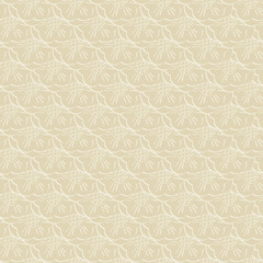 Vector Abstract Overlapping Beige Flowers on Beige Background Seamless Repeat Pattern. Background for textiles, cards, manufacturing, wallpapers, print, gift wrap and scrapbooking.