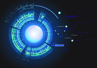 Abstract technology background Hi-tech ,Blue and black background ,Vector Illustration.