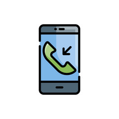 incoming call Filled Outline Icon vector illustration 
