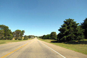 Fototapeta na wymiar Highway 2 to Montevideo, in the department of Colonia del Sacramento