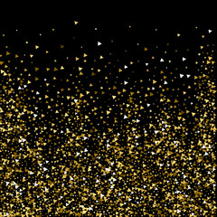 Naklejka premium Gold triangles luxury sparkling confetti. Scattere