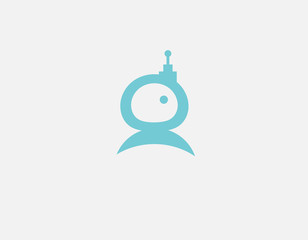 Obraz premium Creative abstraction blue icon logo image of a robot for your company