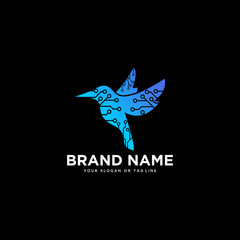 logo design concept bird tech vector