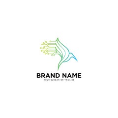 logo design concept bird tech vector