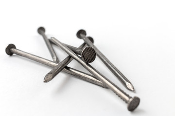 Lot of nails isolated on white background