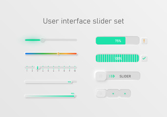 Very high detailed white user interface slider set for websites and mobile apps, vector illustration