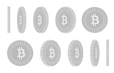 Bitcoin, internet currency rotating coins set, ani
