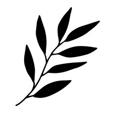 Set of Simple hand drawn doodles. leaves silhouette vector set for coloring book.