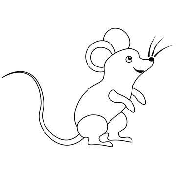 Coloring book for children and adults funny mouse. Vector illustration on a white background.