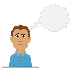 A thinking person with a thought bubble for text or image. Vector illustration.