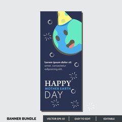 World earth day design for social media and advertising banner. Happy earth day banner, for environment safety celebration. Save the Earth concept. April 22. Nature Protection Flat Vector Illustration