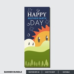 World earth day design for social media and advertising banner. Happy earth day banner, for environment safety celebration. Save the Earth concept. April 22. Nature Protection Flat Vector Illustration