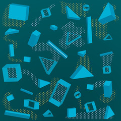 Memphis pattern  3D shapes background