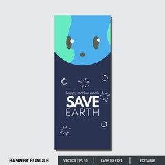 World earth day design for social media and advertising banner. Happy earth day banner, for environment safety celebration. Save the Earth concept. April 22. Nature Protection Flat Vector Illustration