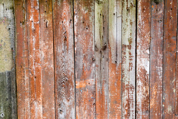 Old wooden painted fence. Painted boards. Background.