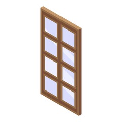 Wood window icon. Isometric of wood window vector icon for web design isolated on white background