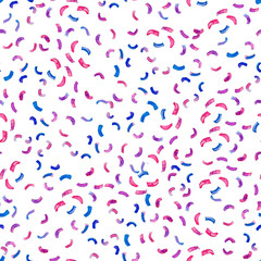 Seamless watercolor dotted pattern with pink and golden circles. abstract background with watercolor shapes.