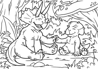 Coloring book for children with a dinosaur