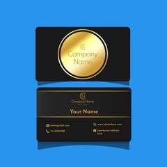 Luxury VIP business card black gold color with modern minimalist style. Elegant business name card template for any purpose like accountant, attorney, lawyer.