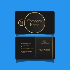 Luxury VIP business card black gold color with modern minimalist style. Elegant business name card template for any purpose like accountant, attorney, lawyer.
