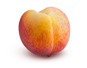 Pink peach isolated on white background.