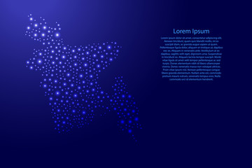 Bangladesh map from blue and glowing space stars abstract concept geometric shape. Vector illustration.