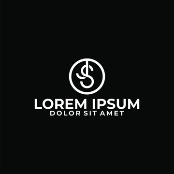 Initial letter JS or SJ logo template with circle overlap font symbol in flat design monogram illustration