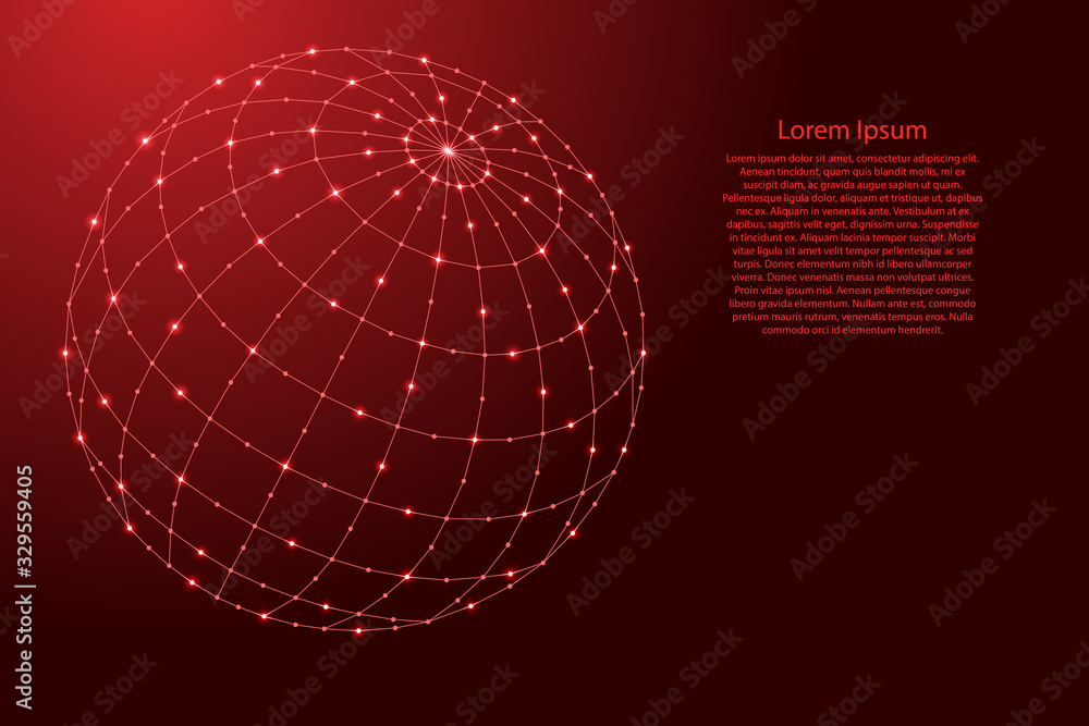 Poster globe or atlas a schematic representation of a planet with meridians and parallels from futuristic p