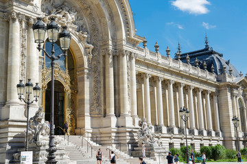 Petit Palais, symbol of Paris, in a beautiful summer day with blue sky