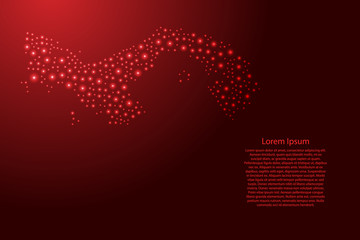 Panama map from red and glowing space stars abstract concept geometric shape. Vector illustration.